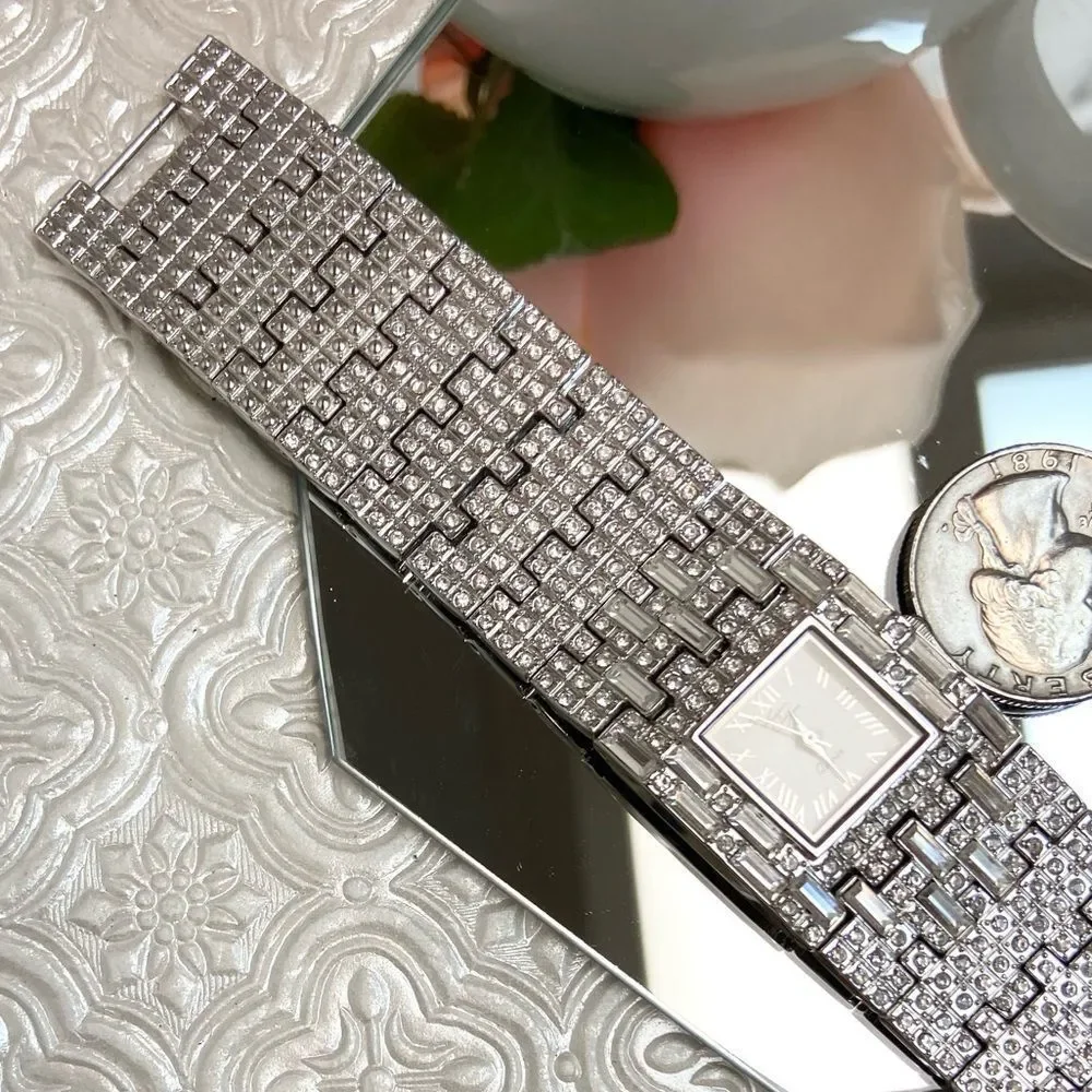 Suzanne Somers Rhinestone Encrusted Glamourous Dress Watch